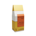 12 oz bag of The Coffee Roost, Roost Blend medium roast coffee with gold, orange, brown, and warm-cream geometric packaging.